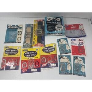 12x Vintage Sewing Lot Buckle Cover Kit E-z Belt Set Contour Metal Wire Harness